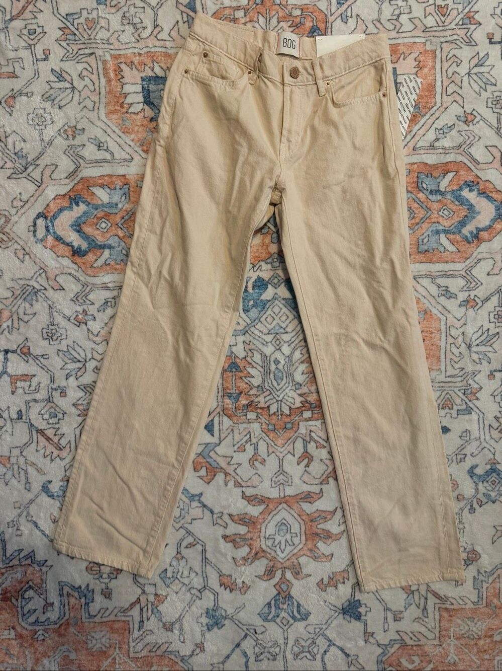 BDG Urban Outfitters Cowgirl High Rise Straight Jeans Ivory White 26